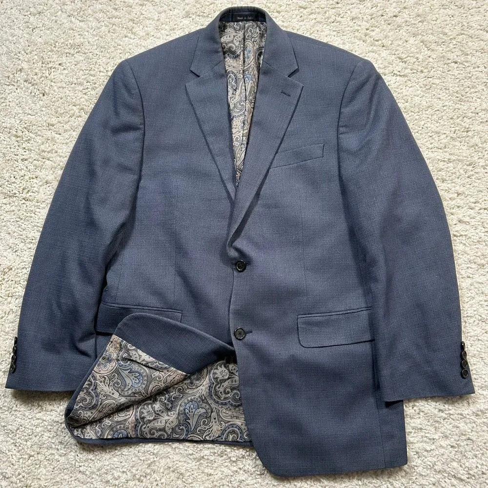 Lauren Ralph Lauren Sport Coat 40R Blue Paisley Two Button Blazer Polyester